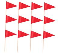 CHILDWEET 100pcs Red Mini Toothpick Flags Triangle Food Picks for Cake Decorating Wedding Party DIY Secure Non Slip Food Markers for Cupcakes Cheese Fruit Safe Non Toxic Material