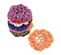 CHILDWEET 10pcs Elegant Rhinestone Crochet Hair Bun Cover Lightweight Handmade Polyester Mesh Hair Net for Women Dancers and Professionals Suitable for Events and Daily Wear Random Color