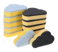 CHILDWEET 12pcs Cloud Shaped Sponge Cleaning Pads Lightweight Strong Decontamination Ability Blue Black Kitchen Home Dish Washing Brush for Household Use