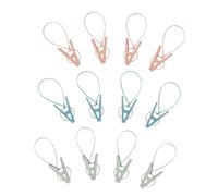 CHILDWEET 12pcs Plastic Clothespins Windproof Clothes Pegs with Rope Assorted Colors Portable Clips for Drying Baby Clothes and Scarves Random Color