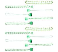 CHILDWEET 12pcs St Patrick's Day Necklace Set Green Plastic Shamrock Pendants Lightweight Delicate Neck Chains for Birthday Parties and Festival Decorations