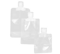 CHILDWEET 15pcs Refillable Travel Cosmetic Squeeze Pouches Set with Leakproof Flip Cap, 50ml 100ml 30ml Square Lotion and Shampoo Containers for Portable Toiletries