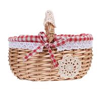 CHILDWEET 1pc Woven Picnic Basket Hand-woven Decorative Storage for Fruits Flowers Snacks Rustic Home Organizer Multi-function Outdoor Basket Natural