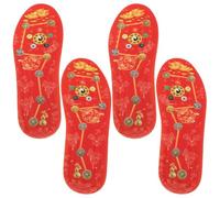 CHILDWEET 2 Pairs Red Shock Absorbing Pu Insoles with Striking Seven-Planet Alignment Pattern, Sweat Absorbing Shoe Inserts for Men and Women, for Standing and Sports, Size 37-38