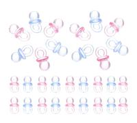 CHILDWEET 200Pcs Mini Acrylic Pacifier Charms DIY Jewelry Making Beads Pink Blue Shower Favors Table Scatter Decorations for Gender Reveal and Christening Party