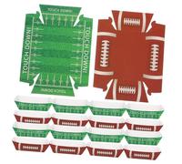 CHILDWEET 20pcs Football Party Disposable Kraft Paper Food Trays Rugby Snack Serving Boats Sturdy Recyclable Tableware Essentials for Birthday Sports Game Celebrations