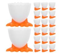 CHILDWEET 20Pcs Plastic Egg Cups Chicken Shaped Egg Holders for Hard Boiled Eggs Decorative Cartoon Display Stand for Breakfast and Kitchen