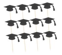 CHILDWEET 24pcs Graduation Hat Cupcake Toppers Unique Cake Inserts for College Graduation Decorations Easy to Use and School Events Made From and Materials