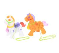 CHILDWEET 2Pc Electric Walking Horse for with Leash, Educational Motor Skills Development for Boys and Aged 1-3, White and Orange Color Set