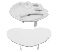 CHILDWEET 2pcs Alloy Nail Art Mixing Palette Finger Ring Set with Heart and Flower Shapes for Nail DIY Art Design at Home, Silver Metal Polish Holder Ring for Variety of Choices