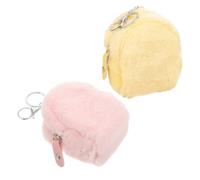 CHILDWEET 2pcs Cute Small Plush Coin Purse Keychain Set for , Mini Soft Wallets with Earphone Storage, Novelty Purses in Pink and Yellow, Portable Small Bags for Backpack and Everyday Use