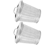 CHILDWEET 2pcs Desktop Trash Can with Lid Galvanized Iron Small Wastebasket Multi-Purpose Mini Trash Bin for Office Home School Convenient Storage Bucket for Pens and Flowers