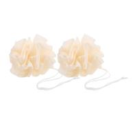 CHILDWEET 2Pcs Dual-Sided Exfoliating Bath Cloth with Soap Pocket, Portable Body Scrubber for Shower and Travel, Beige Soft Washcloth for Back and Full Body Cleaning