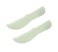 CHILDWEET 2pcs Jade Scalp Massage Comb for Hair and Face Ergonomic Green Gua Sha Tool for Relaxation Serum Absorption and Tension Relief Multi-Purpose Natural Stone Hair Massage Accessory