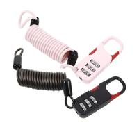 CHILDWEET 2pcs Motorcycle Anti-Theft Cable Locks with Resettable 3-Digit Combination, Steel Wire Password Locks for Helmet, Scooter, E-Bike, and Bike Basket Security, Pink Black