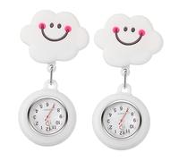 CHILDWEET 2pcs Pocket Watch Smile Retractable Fob Watches for Medical Professionals Cute Hanging Chest Timepiece for Students and Healthcare Workers