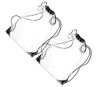 CHILDWEET 2pcs Portable Drawstring Wash Bags PVC Travel Toiletry Bags with Large Capacity for Beach and Hiking, Stylish Design and High Transparency Storage Pouches