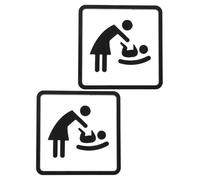 CHILDWEET 2pcs Self-adhesive Changing Station Signs for Public Restroom Doors, 4 X 4 Inch Matte Black Nursery Diaper Changing Area Plaques for Office, Mall, Cafe