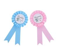 CHILDWEET 2pcs Shower Badge Pins for Parents with Chic Colour and Look Design, Polyester Material, Not Easy to Break, Photo Prop for Gender Reveal Party or Shower Celebration