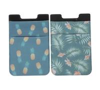 CHILDWEET 2pcs Smartphone Back Wallet Pouch Adhesive Phone Card Holder for Credit Cards Ids and More Easy Installation Leaf Pineapple Patterns