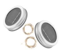 CHILDWEET 2pcs Solar Jar Lid String Lights Decorative Lamp Fairy Creative Bottle String Light Solar Powered Auto Charging Daytime Tin Plastic Party Outdoor
