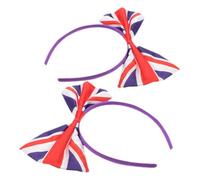CHILDWEET 2pcs Uk Flag Bow Headbands Lightweight British Hair Bands for Women Party Decor Photo Props Festival Accessories