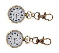 CHILDWEET 2pcs Unisex Keychain Pocket Watch for Nurses Doctors Students Hanging Fob Watch Wallet Key Holder Portable Metal Titanium