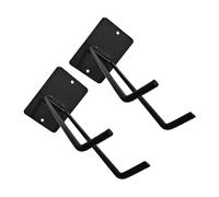 CHILDWEET 2pcs Wall Mounted Garden Tool Organizer Rack with Iron Rake and Broom Holders, Black Wall Hanging Hooks for Garden Rake, Mop, and Cleaning Supplies Storage