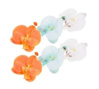 CHILDWEET 3 Pairs Flower Earrings for Women Tropical Hawaiian Beach Jewelry with Butterfly Orchid Charms Summer Dangle Ear Accessories for Vacation Luau Party in Green Orange White