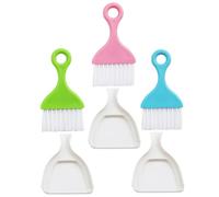 CHILDWEET 3pcs Cleaning Brush Set - Multi-Color Desktop Dustpan Brushes for DIY Tabletop Use, Reusable Plastic with Wear-Resistant Bristles for Household and Craft Cleaning