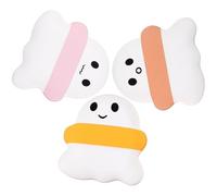 CHILDWEET 3pcs Cotton Candy Dual-use Makeup Powder Puff Set for Women, Soft Cosmetic Sponge in Pink, Nude, Yellow, Suitable for Loose and Setting Powder Application, Face Beauty Tool