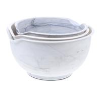 CHILDWEET 3pcs Plastic Fruit Salad Bowls Set with Lids, Round Pp Mixing Bowls with Stylish Marble Design, Easy to Clean and Portable for Home and Picnic Use