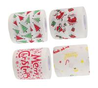 CHILDWEET 4 Rolls Merry Christmas Toilet Paper Bathroom Material Xmas Theme Cute Funny Decorations Holiday Festive Sing Color Stocking Santa Claus Napkins Christmas Tissue Paper