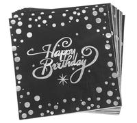 CHILDWEET 40pcs Happy Birthday Silver Napkins Decorative Paper Napkins for Birthday Party Supplies Cocktail Dinner Tableware