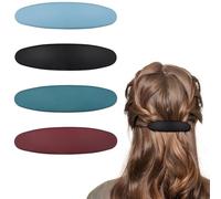 CHILDWEET 4pcs Curved Spring Hair Clips Set Large French Ponytail Barrettes for Thick and Thin Hair in Black Lake Blue Light Blue Burgundy for Daily Styling