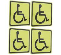 CHILDWEET 4pcs Handicap Decal Stickers 13x13cm Yellow Disabled Wheelchair Symbol Safety Warning Signs for Car Window and Door Use