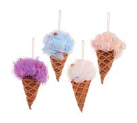 CHILDWEET 4Pcs Ice Cream Shape Loofah Sponges for Bathing Adults Deep Cleansing Shower Scrubber with Rich Thickened Design for Full Body Use Practical Bath Sponge for Family