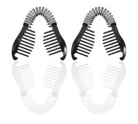 CHILDWEET 4Pcs Plastic Banana Hair Clips for Fine Hair Flexible Interlocking Ponytail Holders Black and White Barrettes for Women and Teens