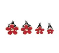 CHILDWEET 4Pcs Red Daisy Car Vent Diffuser Clips, Alloy Five-Petal Flower Air Freshener, Red Aroma Clips for Car Interior Decoration, Dashboard Scent Vent Outlet Accessories