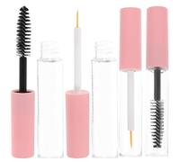 CHILDWEET 4pcs Refillable Pet Mascara Tubes with Shadow Tip Liner for DIY Makeup Portable Eyelash Container Bottles with Pink Caps Washable and Reusable for Travel and Home Use Random Color