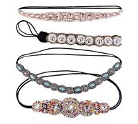 CHILDWEET 4pcs Rhinestone Headband Handmade Beaded Hair Band Delicate Crystal Hair Accessories for Women and Mum Occasion