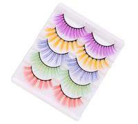 CHILDWEET 5 Pairs False Lash Thick Volume Eyelash Soft Chinlon Polyester Fiber Full Natural Looking Hooded Eyes Daily Life Party