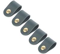 CHILDWEET 5pcs Artificial Leather Cable Organizer Straps, Double-Sided Fastening Cord Wraps in Dark Green, Practical Wire Management for Home and Travel