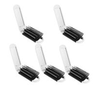 CHILDWEET 5pcs Mini Travel Hair Combs with Mirror Foldable Style White Pp Material Compact Design Easy Carrying Fits Well in Pocket for Traveling Use