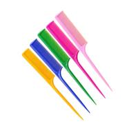 CHILDWEET 5pcs Plastic Tail Hair Comb Set with Long Handle for Hair Preparations and Sectioning, Anti-static Abs Material Salon Hairbrush to Promote Blood Flow Random Color