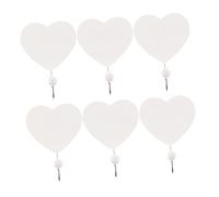 CHILDWEET 6pcs Hook up Heart Hangers Wall Hanger Pegboard Accessories Coat Hanger Wooden White