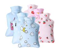 CHILDWEET 6pcs Small PVC Hot Water Bottle Hand Warmer with Adorable Cartoon Design, Practical Warm Water Bag for Treating Aches, for Winter Supplies and Gift Giving on Mother's Day