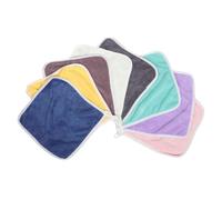 CHILDWEET 8pcs Flannel Washcloths Soft Absorbent Hand Hanging Towels for Newborns, Small Square Face and Body Towels for Bathroom and Spa Use Assorted Style