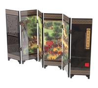 CHILDWEET Antique Style Mini Folding Screen Divider Panel with Qingming Riverside Pattern, Small Vintage Decorative Room Divider for Living Room and Study Home Decor