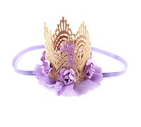 CHILDWEET baby birthday 2 1st Princess Tiara First Birthday flower tiara first birthday decorations number 1st Birthday Headband baby girl headband kids tiara small purple toddler crown